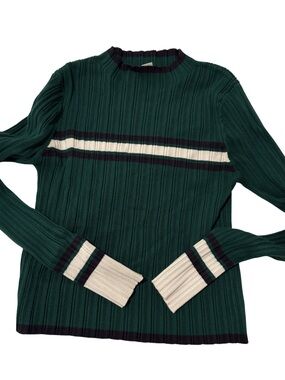 Joe Fresh 1970s-inspired green striped ribbed sweater
